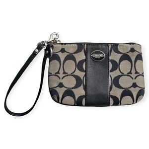 COACH Black Leather Legacy  Signature C Small Coin Zip Wristlet